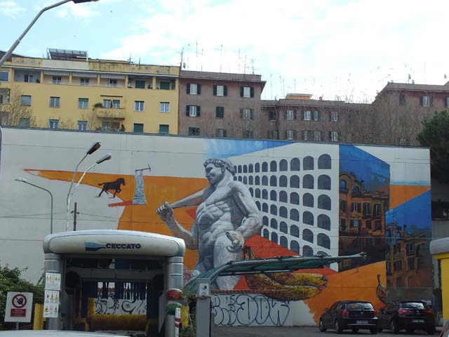 Graffiti  zona Ostiense: 52 - Gaia (Usa)