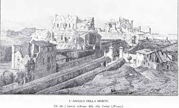 L'angolo della morte. Ciò che vedevano i francesi dalla Villa Corsini nel giugno 1849.